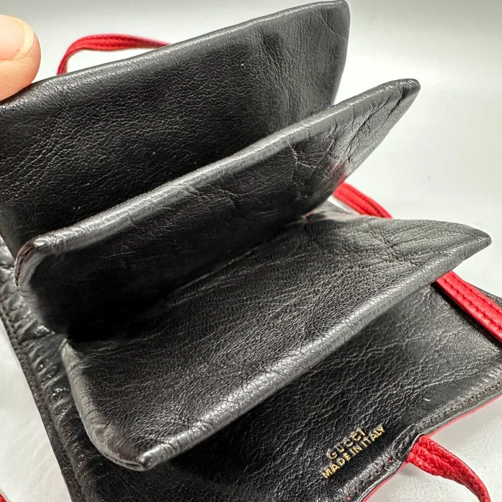 Gucci Red and Black Leather Change Purse Vintage